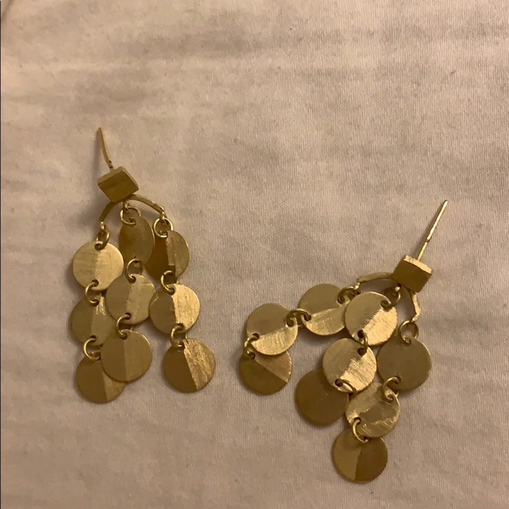 Gold gem dangly earrings